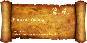 Mancsu Abony névjegykártya